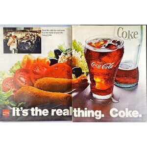 Coca Cola "Coke. It's the Real Thing" 2 Page Vintage Print Ad 1970